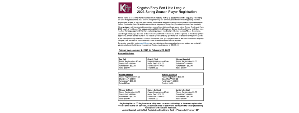 2023 Spring Registration